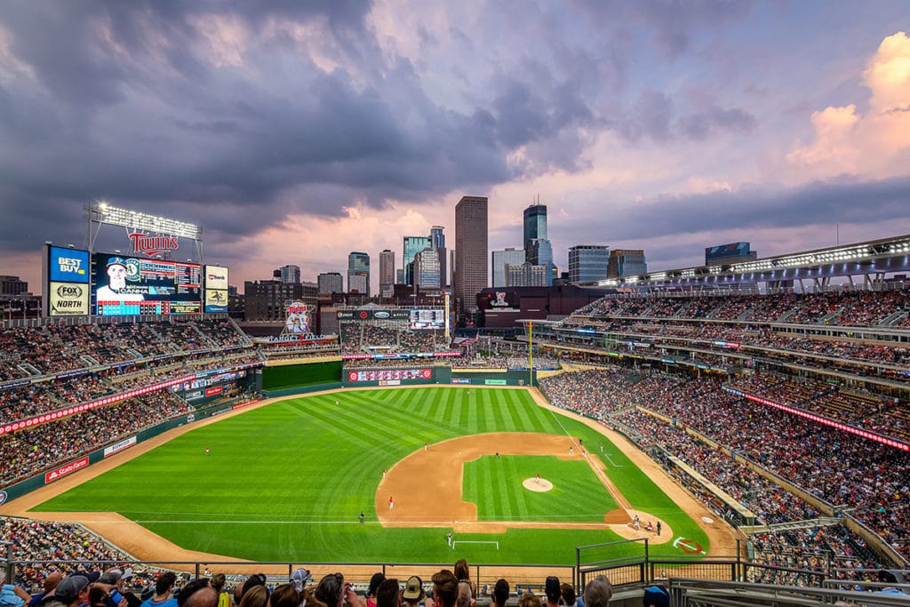 Aerial view of Target Field in Minneapolis, Minnesota