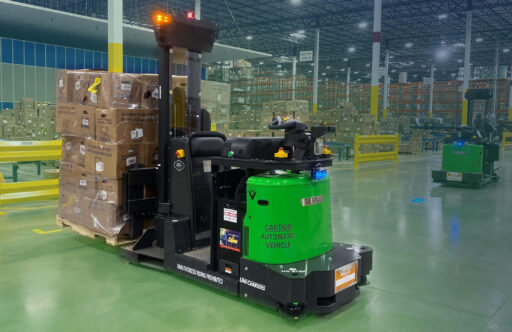 warehouse automation robots in industrial setting